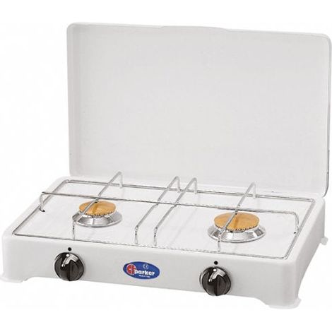 CFParker Fornello a Gas 2 Fuochi Gpl / Metano con Valvola di Sicurezza mod. 2002S - Fonte di alimentazione: Gpl