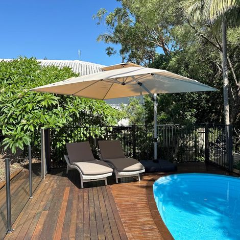 PURPLE LEAF Parasol Déporté 3,3 x 2,7 M Rectangulaire, Parasol de Jardin Extérieur, Adapté pour Piscine, Jardin, Balcon et Terrasse, Kaki