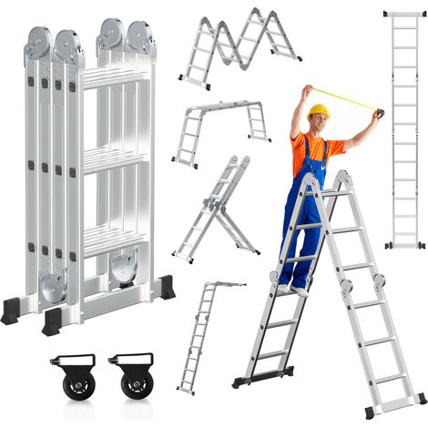 TolleTour 7 in 1 Mehrzweckleiter Multifunktionsleiter Klappleiter 4x3 582cm Teleskopleiter A-Rahmenleiter Anlegeleiter Stehleiter Haushaltsleiter Aluleiter