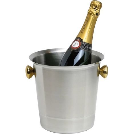 Enfriador para botellas de acero inoxidable, mate con asas de color oro, 5,0 litros
