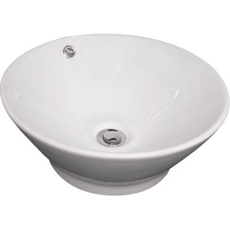 ONDEE - Lavabo redondo con bordes acampanados para colocar AMALFI - blanco -  42,5 cm  Cerámica -  Lavabo con rebosadero - Entregado sin tapón ni grifería (1/5)