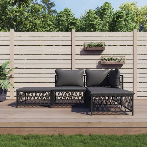Salon de jardin avec coussins 4 pcs,Mobilier de terrasse,Table et Chaise pour Relax anthracite acier -YZ542180 (1/5)