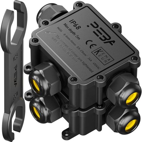 Boîte dérivation étanche extérieur IP68, Connecteur étanche à 3 Voies pour câble de 4-14 mm de diamètre, pour jardin et câble souterrain, 2 pièces (1/5)
