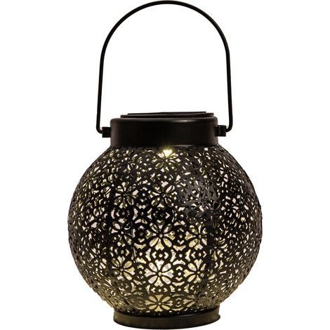 Lanterne solaire d'extérieur - D15 x H16 cm - noire - métal - lampe de table (1/3)