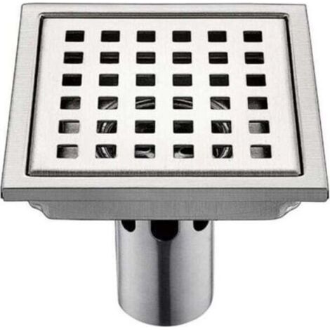 INOX floor drain, 1 piece, stainless steel drain, 15 cm x 15 cm, square filter, deodorizer, anti-backflow, 15 cm (1/4)