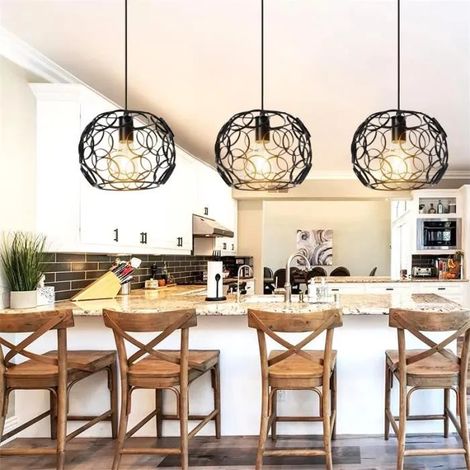 kawoo Lot de 3 Lampe Suspension Moderne Vintage,Lustre Industriel en Cage Fer pour Salon Chambre (1/4)