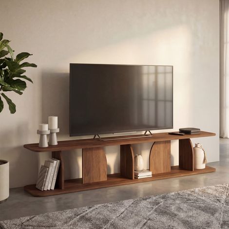 Mueble para la tele de 180 cm estilo <> EDITH, de madera con acabado en nogal (1/5)