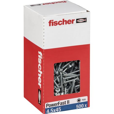 Vis bois Fischer PowerFast II acier inoxydable 45 mm bleu (1/3)