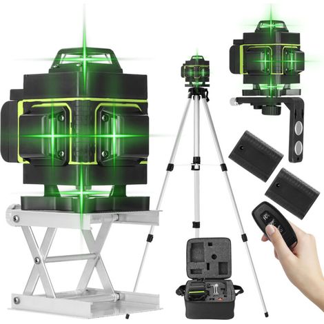 – 4D laser level with 16 lines – Self-leveling ±0.2mm/10m – 532nm green laser – IP54 waterproof – 1.2m adjustable tripod (1/5)