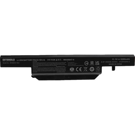 EXTENSILO Akku kompatibel mit Clevo W650SC, W650S, W650, W650SR, W650SJ, W650SH, W670SJQ, W650SZ Notebook (5200 mAh, 11,1 V, Li-Ion) (1/4)