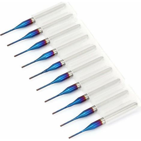 10 frese coniche in carburo di tungsteno con rivestimento blu per macchine per incisione di circuiti stampati SCM (0,8 mm) (1/5)