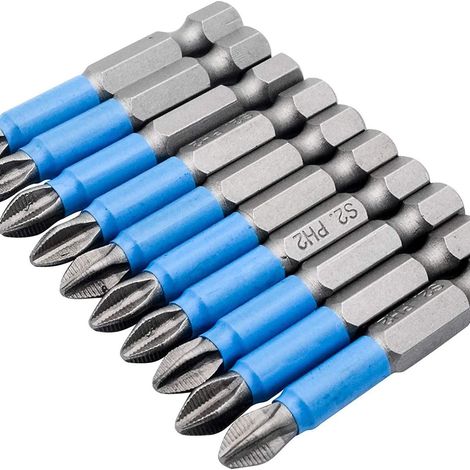 Lot de 10 embouts de tournevis électrique antidérapants PH2 50 mm, vis hexagonale 6,35 mm (1/5)