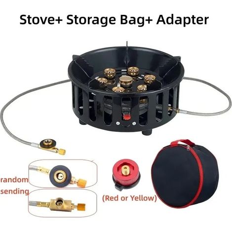 Réchaud de camping portable à gaz, puissant (19 800 W), coupe-vent, idéal pour la randonnée, le barbecue et la cuisine en plein air. (1/5)