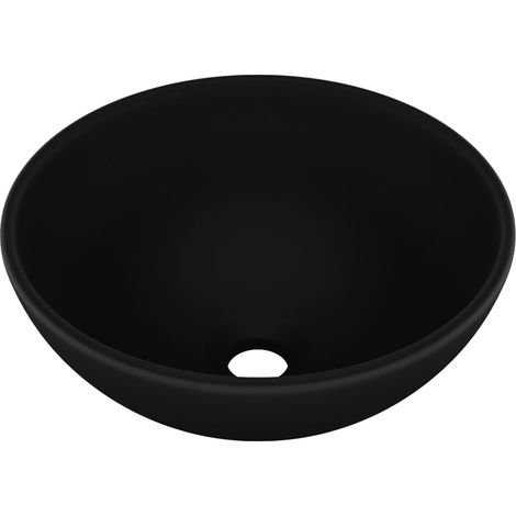 Lavabo da bagno rotondo 32,5 x 14 cm in ceramica nero opaco 020002717