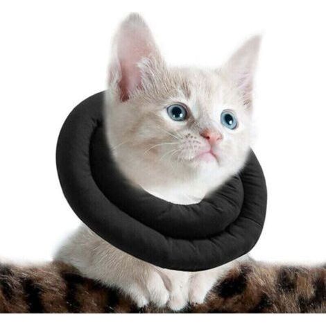 Collare regolabile per gatti, collare morbido per la convalescenza, collare protettivo per animali domestici dopo un intervento chirurgico (S, nero) (1/3)