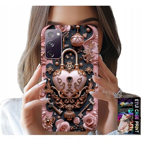 Hülle für Samsung Galaxy S20 FE – feminine, modische Muster, Herz-Rosen-Vorhängeschloss (1/5)