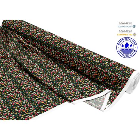 TESSUTI DECORATIVI PER ESTERNI OXFORD - Motivo fiori di campo su nero I DR125 (1/5)