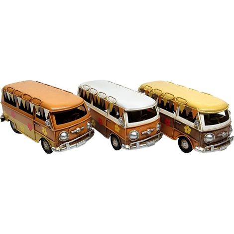 Set de 3 furgonetas hippie decorativas de metal 17 cm (1/5)