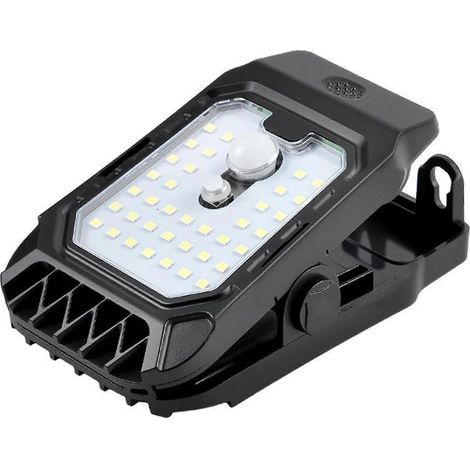 Lampe solaire d'extérieur étanche avec détecteur de mouvement et pince pour garage, allée, jardin, porche, porte d'entrée, balcon ou terrasse. (1/5)