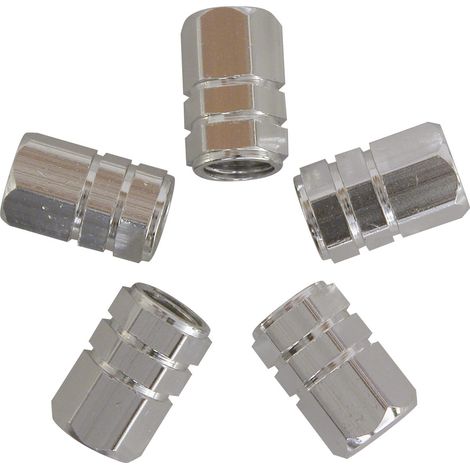 JEU DE 5 CAPUCHONS DE VALVES PISTON UNIVERSEL ARGENT