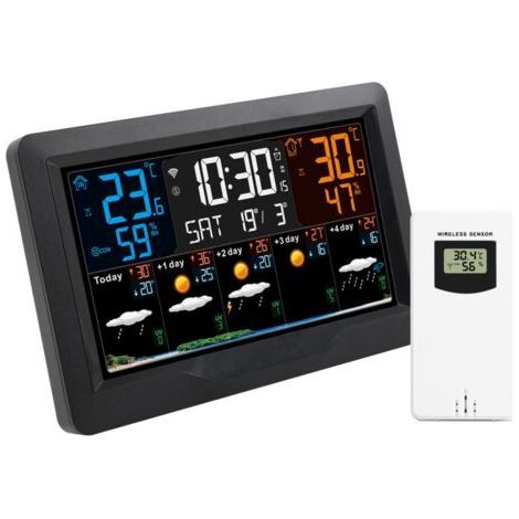 BUNTHAUS Station météo SW403 J+4 avec connexion Wi-Fi et écran LCD coloré – Température intérieure/extérieure – Alertes de confort – Application Tuya (1/4)