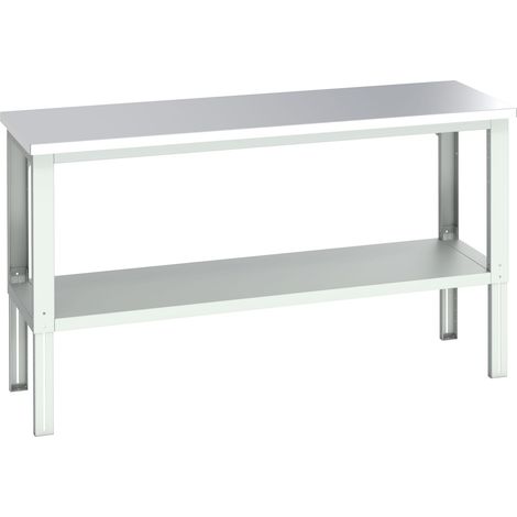 Bott 41003680.16V Cubio Adjustable Bench with Shelf, Stainless Steel Clad Top 2000 x 750mm