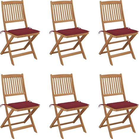 Klappbare Gartenstühle 6 Stk. mit Kissen Massivholz Akazie (1/5)