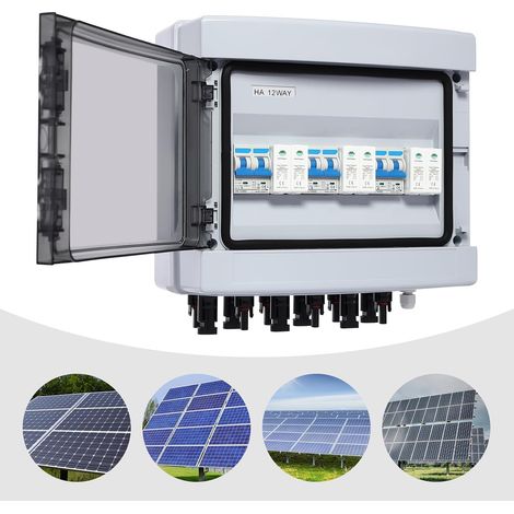 Überspannungsschutz PV Combiner Box für Solarpanel 3 in 3 out 1000V Solar Leitungsschutzschalter DC Trennschalter Blitzschutz für PV Anlage Photovoltaik IP65 Wasserdichtes (25A) (1/5)