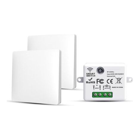 RF433 Lot de 2 interrupteurs d'éclairage sans fil sans fil sans fil avec émetteur et contrôleur récepteur 10 A 240 V (1/4)