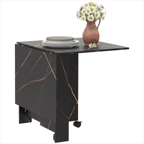 Table de salle à manger pliante noir marbré 120 x 80 cm (1/5)
