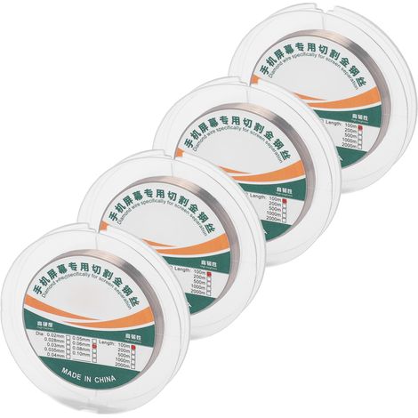 Fil de découpe pour écran de téléphone, 4 rouleaux de 100m, acier au carbone haute résistance, fil de molybdène 0,06mm pour réparation (1/5)