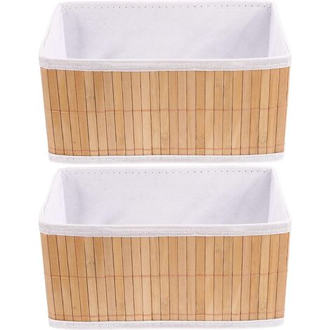 Panier Bambou Pliable 2 Paniers De Rangement Pour Bureau Et Maison Organisateur De Sundries Pour Cuisine Étagère Snacks Fruits Et Légumes 10.24X6.10X5.24 in (1/5)