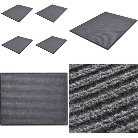 Paillassons 4 pcs PVC Gris 90x60 cm - Tapis D'entrée - Paillasson Intérieur - Antidérapant - Pvc - Gris - Home & Living (1/5)