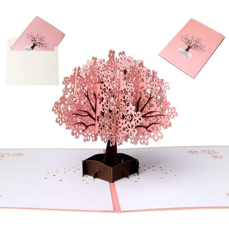 3D-Pop-up-Karte, Geburtstagskarte, Einladung zur Hochzeit, 3D-Sakura-T