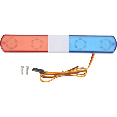 Feu Stroboscopique LED Ultra Lumineux pour Voiture RC 1:8 1:10, Modèle Police avec Éclairage Rouge et Bleu, Dimensions 145x22x12mm (1/5)