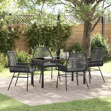 Conjunto de Comedor de Jardín 5 pcs Negro ratán sintético vidaXL (1/5)