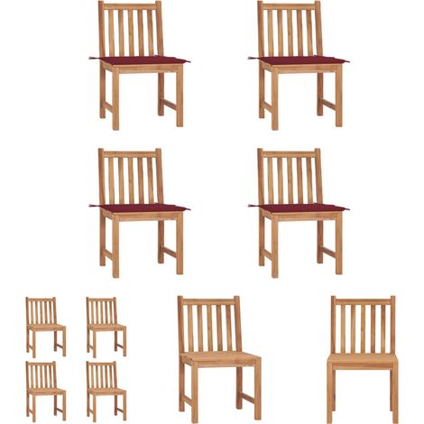 Gartenstühle mit Kissen - vidaXL Gartenstühle 4 Stk. mit Kissen Massivholz Teak - Holzstühle für den Außenbereich (1/5)