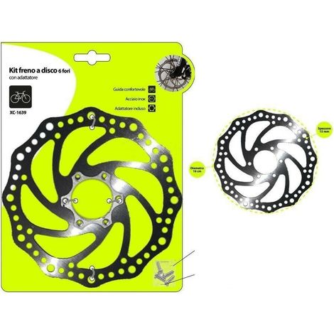 Trade Shop - Freno A Disco A 6 Fori Con Adattatore Ingranaggio 16 Cm Bici Bicicletta Xc-1639 -