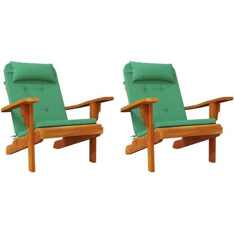 Coussins de chaise unis, lot de 2, verts, 58 x 77 x 4,5 cm, tissu Oxford. (1/5)