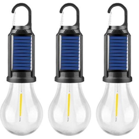 Set mit 3 tragbaren LED-Solarzeltleuchten, Notleuchten zum Aufhängen für Camping, Wandern, Angeln und Stromausfälle. (1/5)