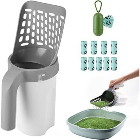 Cat litter scoop with holder, cat litter container with 120 bags, cat litter scoop with large capacity