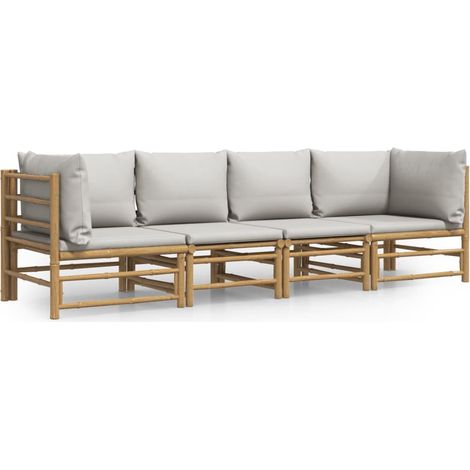 Maison Exclusive - 4-tlg. Garten-Lounge-Set mit Hellgrauen Kissen