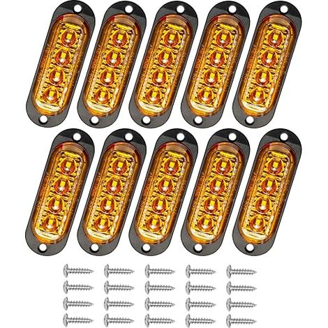Feux de Gabarit LED 12V/24V, Feu Remorque Étanches pour Camion Bus Caravane Signalisation Latérale Position Universels (Orange Jaune) (1/5)