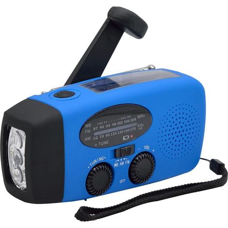 Radio Solaire Portable, Principal Manivelle Auto Alimenté Am/FM/NOAA Radio, Météo Radio Appareil Durgence avec 3-LED Lampe de Poche Et Chargeur de Téléphone pour Randonnée Camping