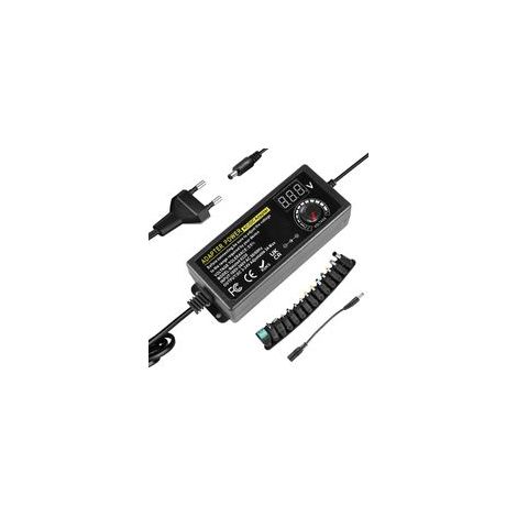Bloc d'Alimentation Réglable 3-24V 72W, Adaptateur Universel avec 14 Pointes, Indicateur de Tension LED pour Électroniques