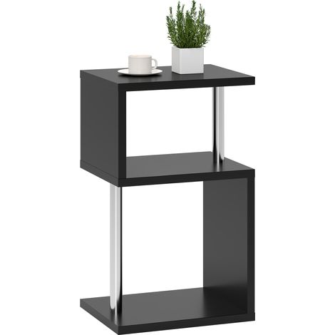 Beyamis Beistelltisch mit 3-stufiger LED-Beleuchtung, Ablagen und Aluminiumgestell für Wohn- und Schlafzimmer, 44 x 38 x 75 cm, Schwarz