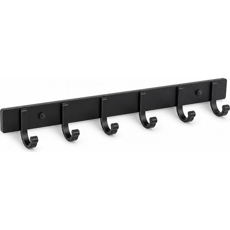 Selbstklebender Wandhaken 6 Haken für Badezimmer Schwarz (1/5)