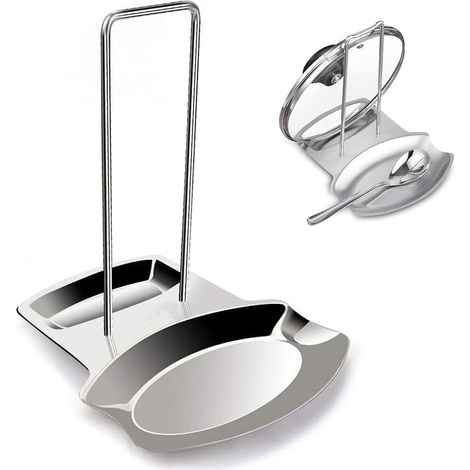 Support Pour Cuillère Et Couvercle - En Acier Inoxydable 304 - Pour Plan De Travail Ou Plaque De Cuisinière - 1 Pièce (1/5)