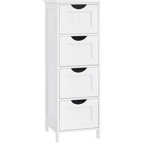 Mobiletto da bagno con piedini contenitore con 4 cassetti 30 x 30 x 82 cm per soggiorno cucina e corridoio bianco 120006505
