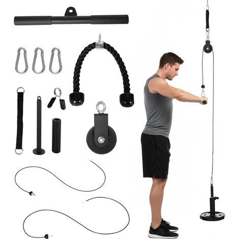 SPORTNOW sistema de polea de cable de peso para gimnasio, para tracción lat, rizo de bíceps, tríceps, entrenamiento de brazo, hombros y espalda